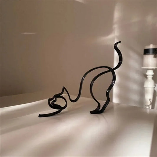 Minimalist Metal Cat Sculpture